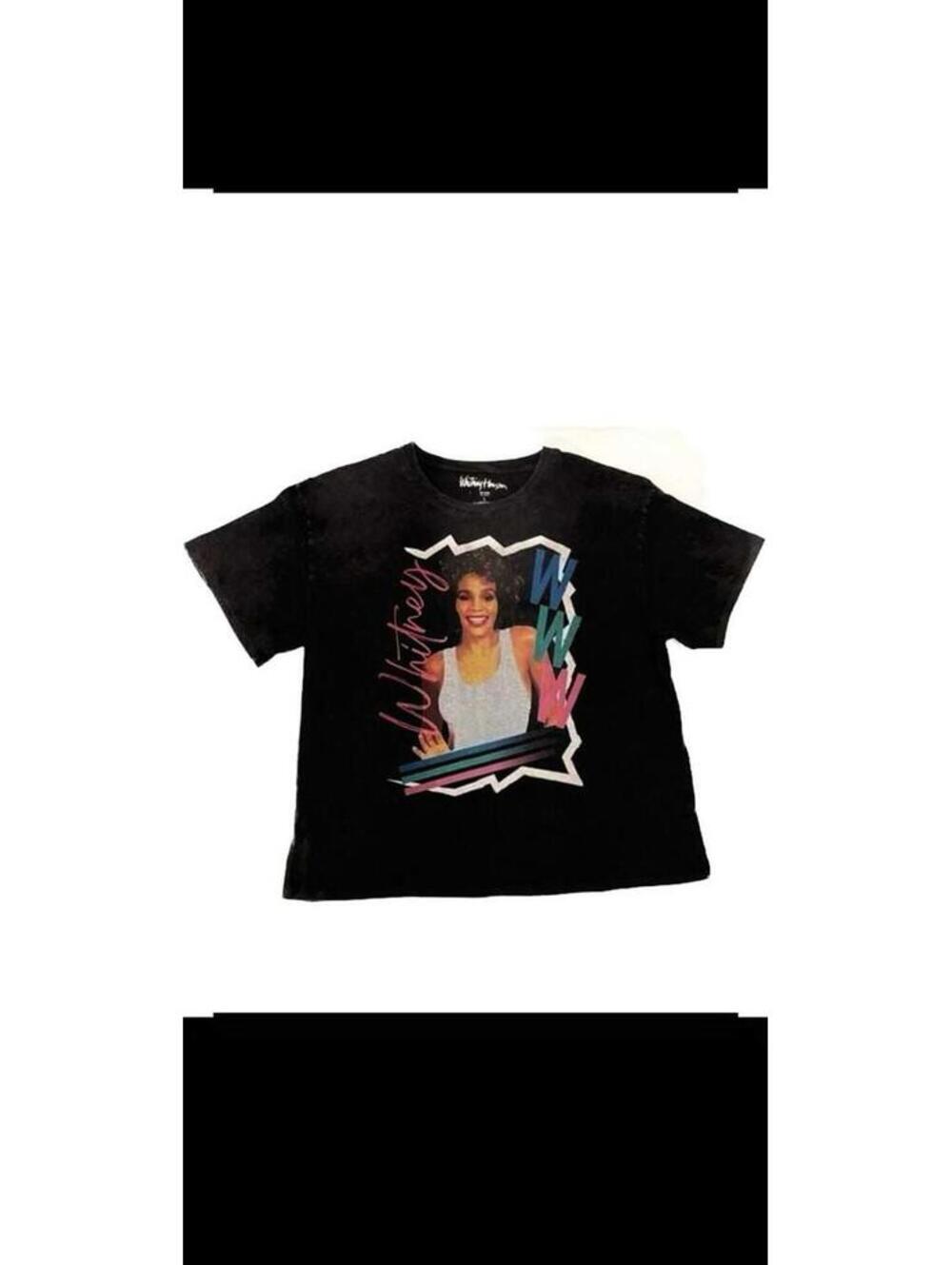 Whitney Houston Vintage-Style Acid Wash Graphic Cropped T-Shirt Size L [COPY]